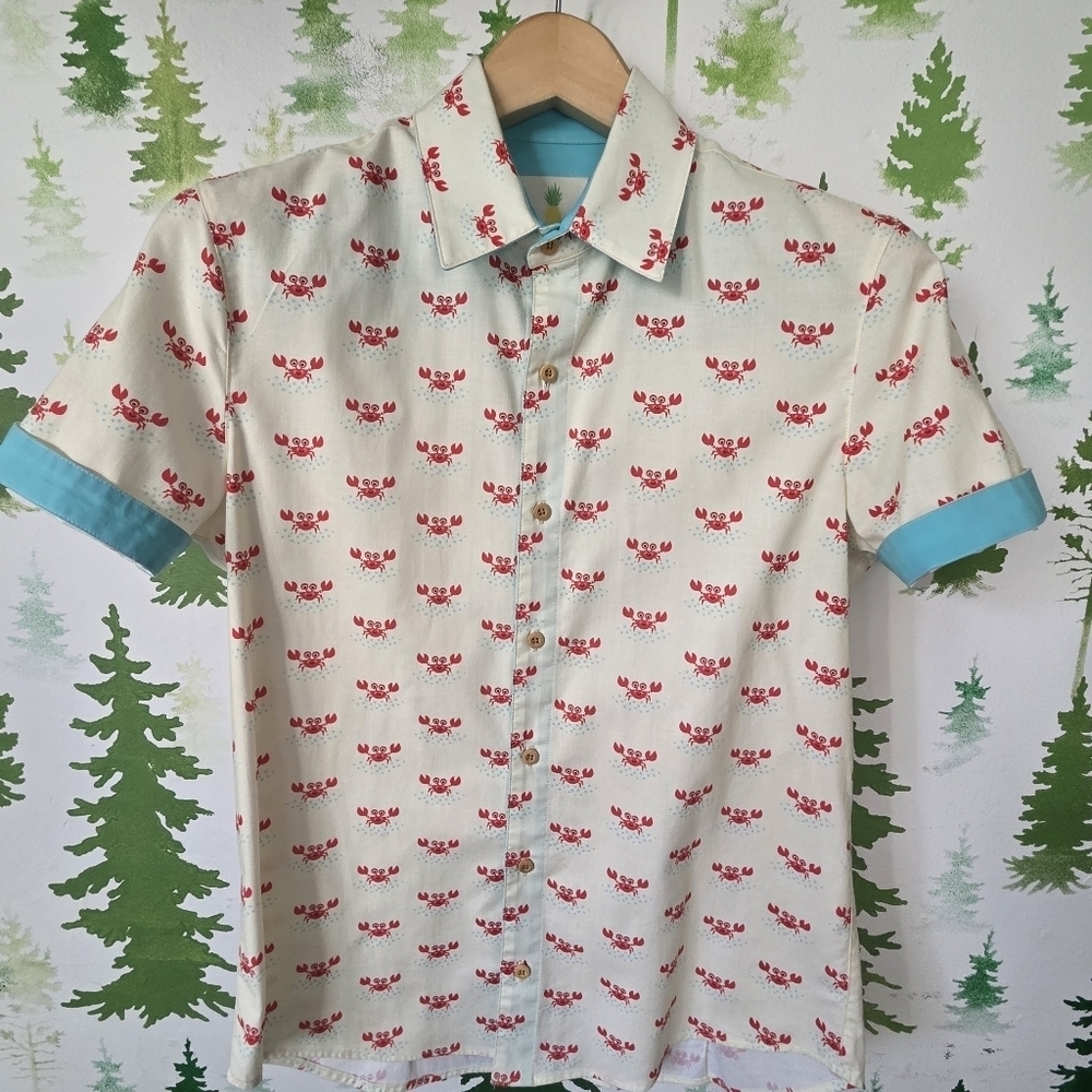 Men's Cream and Red Crab Pattern Shirt